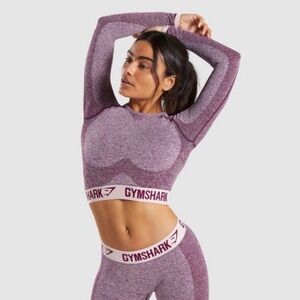 Gymshark Women's Flex Heathered Purple Crop Top